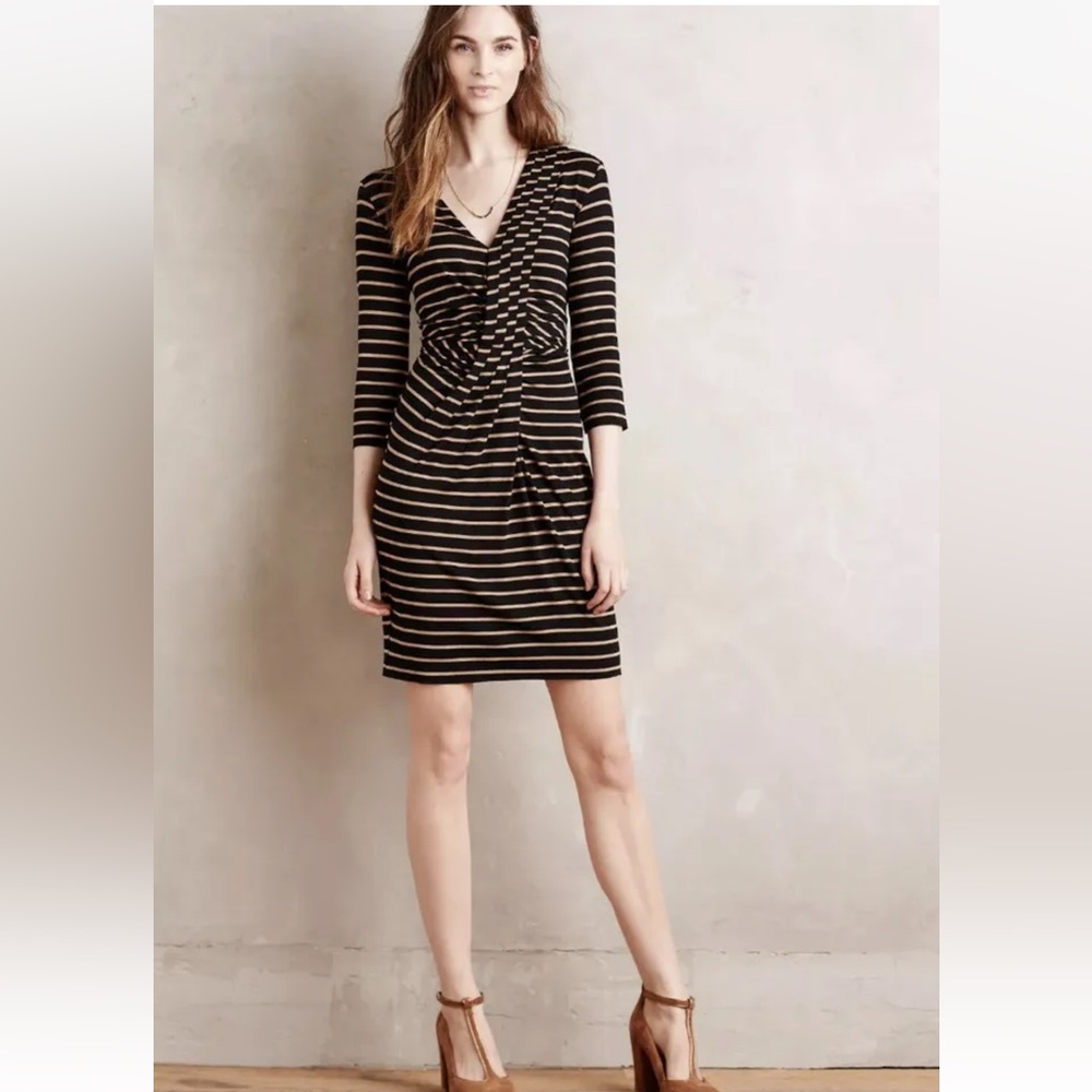 Anthropologie/Bailey 44 - Confluence Striped Dress, Small, Brown Black Jersey